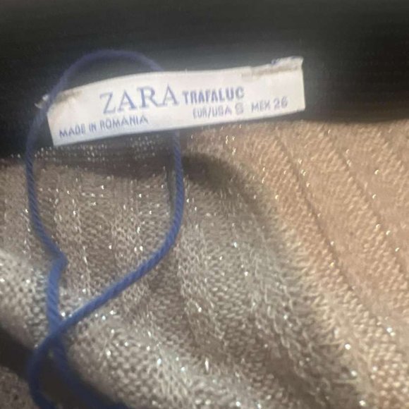 Zara gold sparkles pants, elastic waist worn only 1x size small - Picture 3 of 4